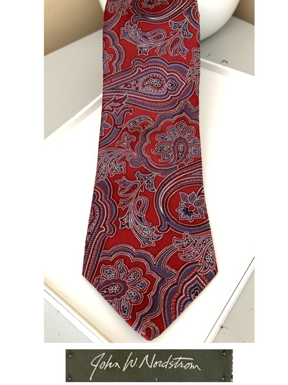 Like New Vintage John W. Nordstrom Paisley Woven Silk Tie 3.25” Made in USA